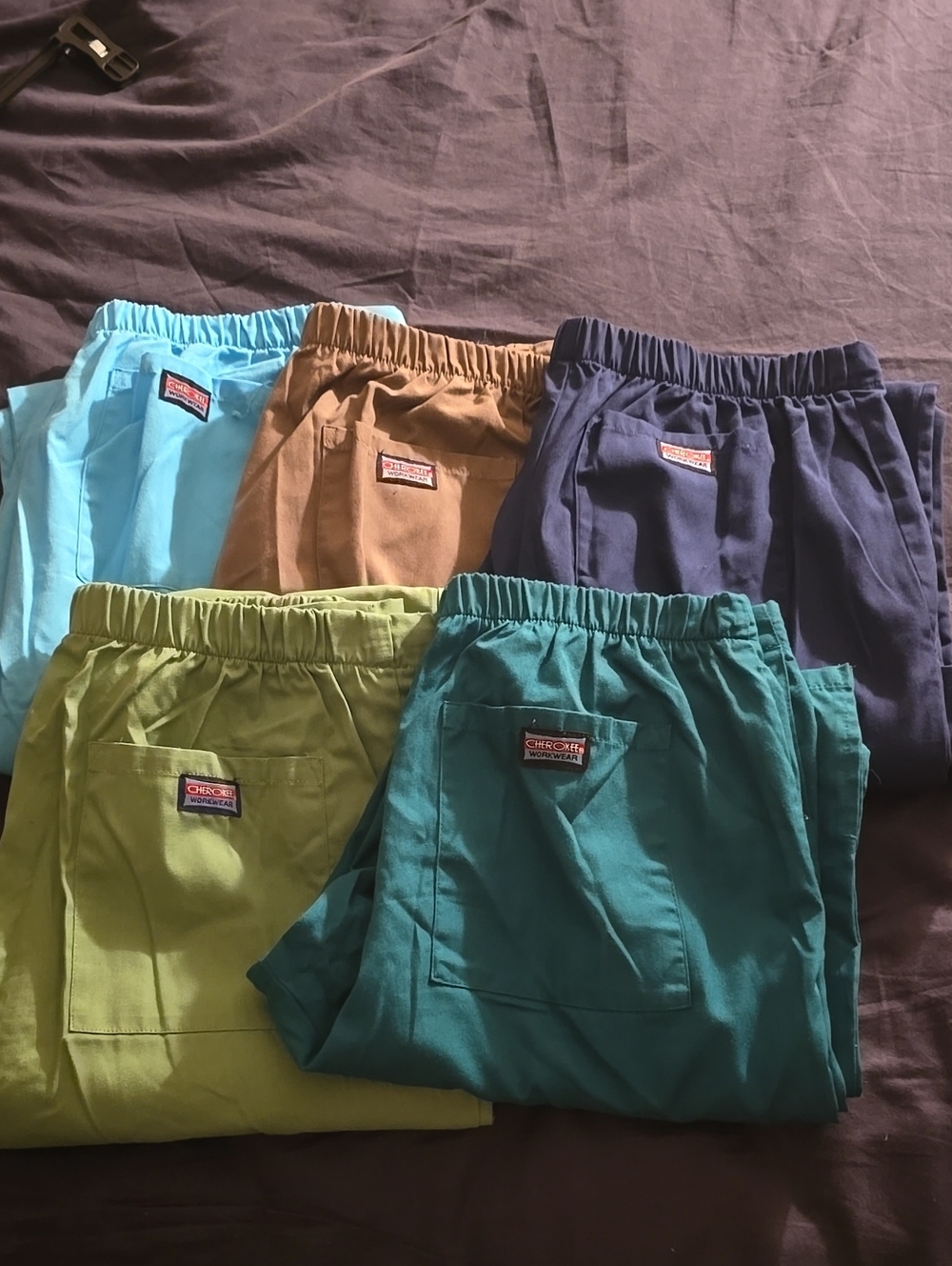Cherokee Womens Scrub Pants in Teal, Light Blue, Navy, Tan, Lime